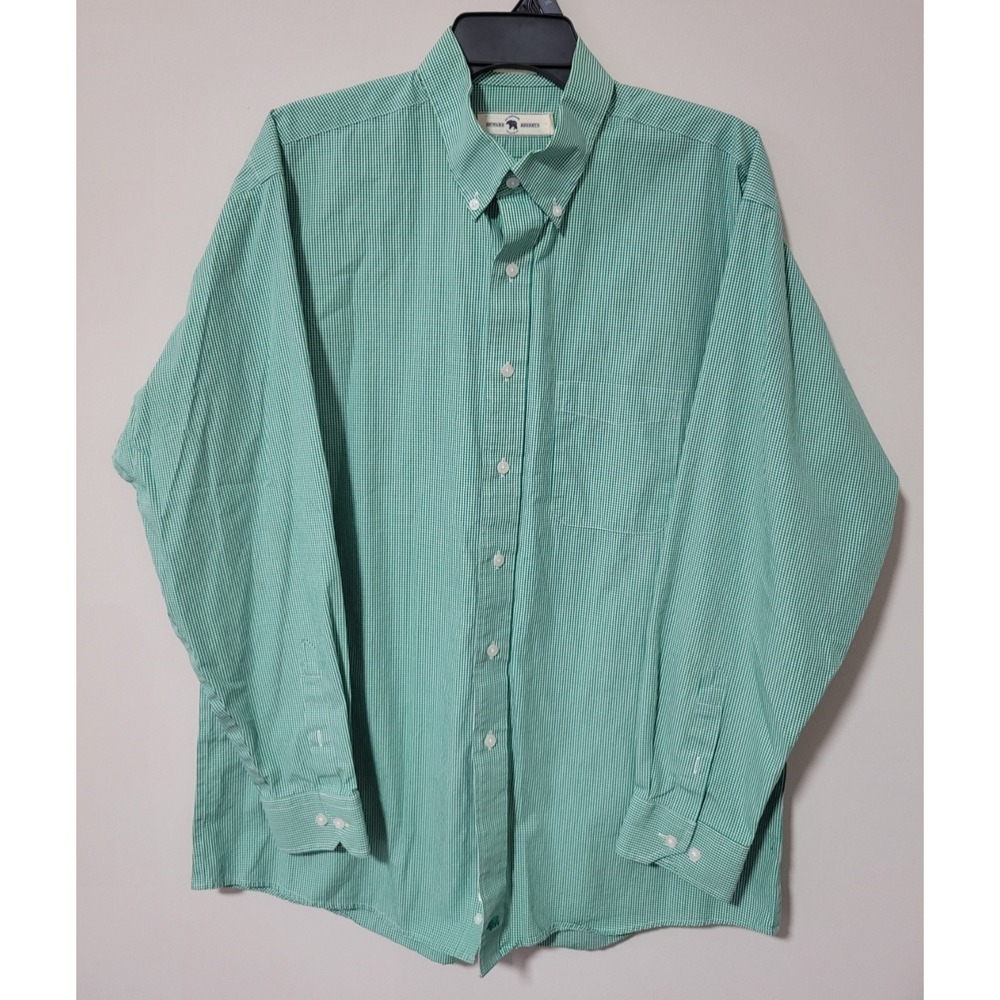 Onward Reserve Classic Fit Button Down Shirt Mens Large Green Gingham Non-Iron
